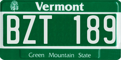 VT license plate BZT189