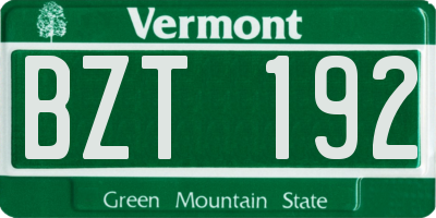 VT license plate BZT192