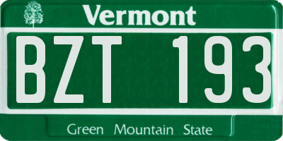 VT license plate BZT193