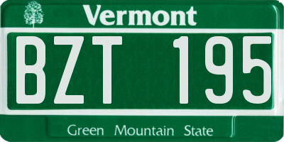 VT license plate BZT195