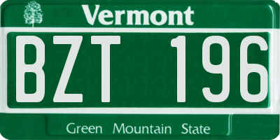 VT license plate BZT196