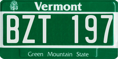 VT license plate BZT197