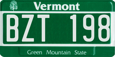 VT license plate BZT198