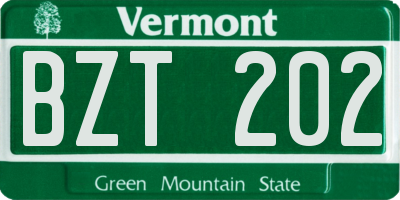 VT license plate BZT202