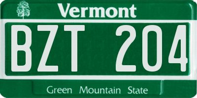 VT license plate BZT204