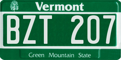 VT license plate BZT207