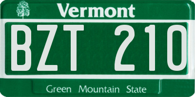 VT license plate BZT210