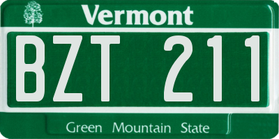 VT license plate BZT211