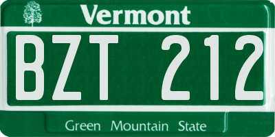 VT license plate BZT212
