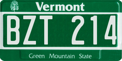 VT license plate BZT214