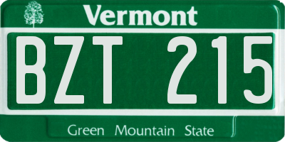 VT license plate BZT215