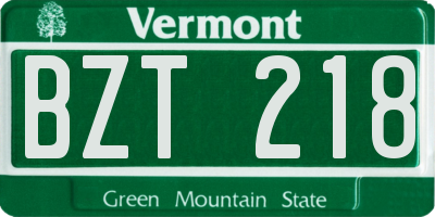 VT license plate BZT218