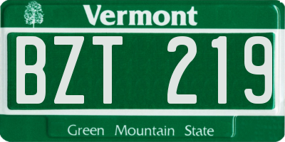 VT license plate BZT219