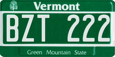 VT license plate BZT222