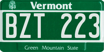VT license plate BZT223