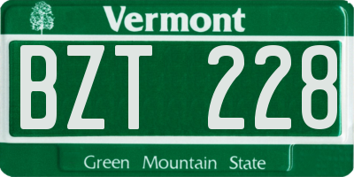 VT license plate BZT228