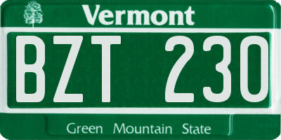 VT license plate BZT230