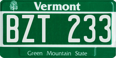 VT license plate BZT233