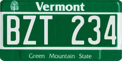VT license plate BZT234