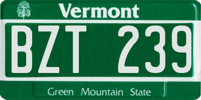 VT license plate BZT239