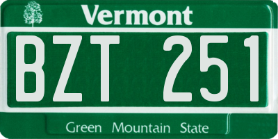 VT license plate BZT251