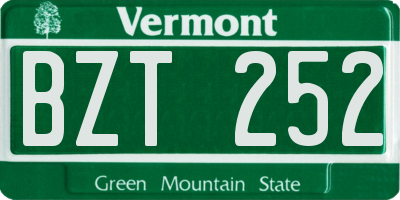 VT license plate BZT252