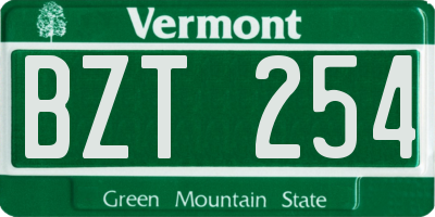 VT license plate BZT254