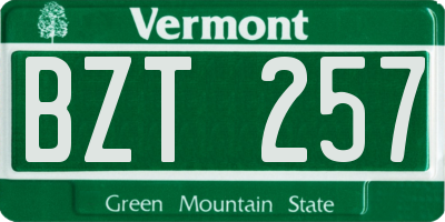 VT license plate BZT257