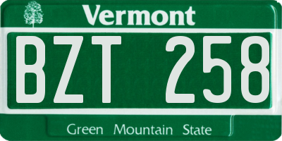 VT license plate BZT258
