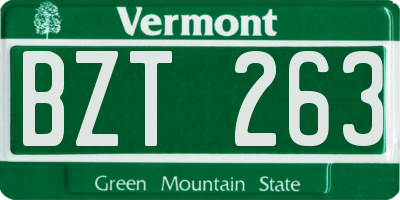 VT license plate BZT263