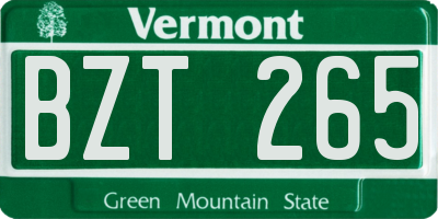 VT license plate BZT265