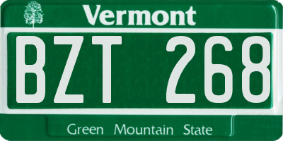 VT license plate BZT268