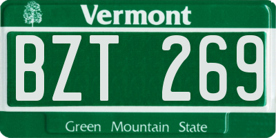 VT license plate BZT269