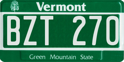 VT license plate BZT270