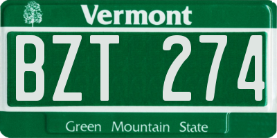 VT license plate BZT274