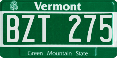 VT license plate BZT275
