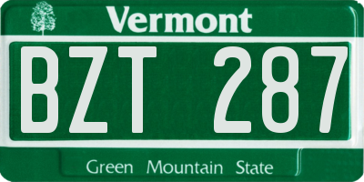 VT license plate BZT287