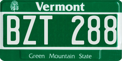 VT license plate BZT288