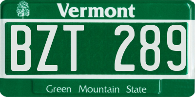 VT license plate BZT289