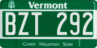 VT license plate BZT292