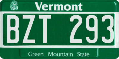 VT license plate BZT293