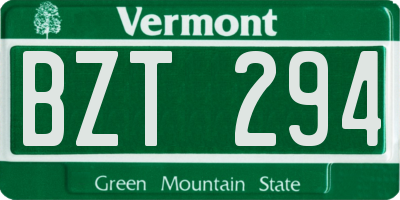 VT license plate BZT294