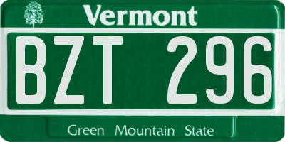 VT license plate BZT296