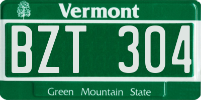 VT license plate BZT304
