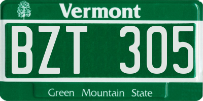VT license plate BZT305