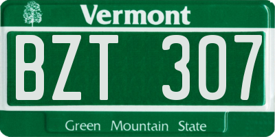 VT license plate BZT307