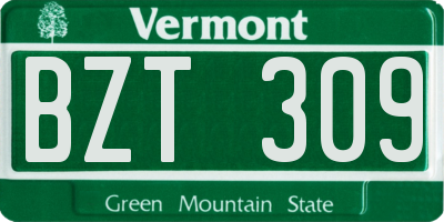 VT license plate BZT309