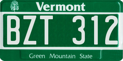 VT license plate BZT312