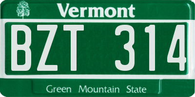 VT license plate BZT314