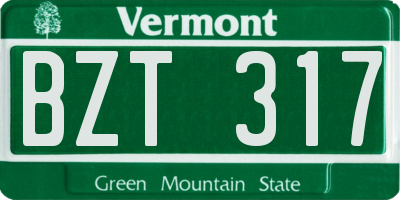 VT license plate BZT317